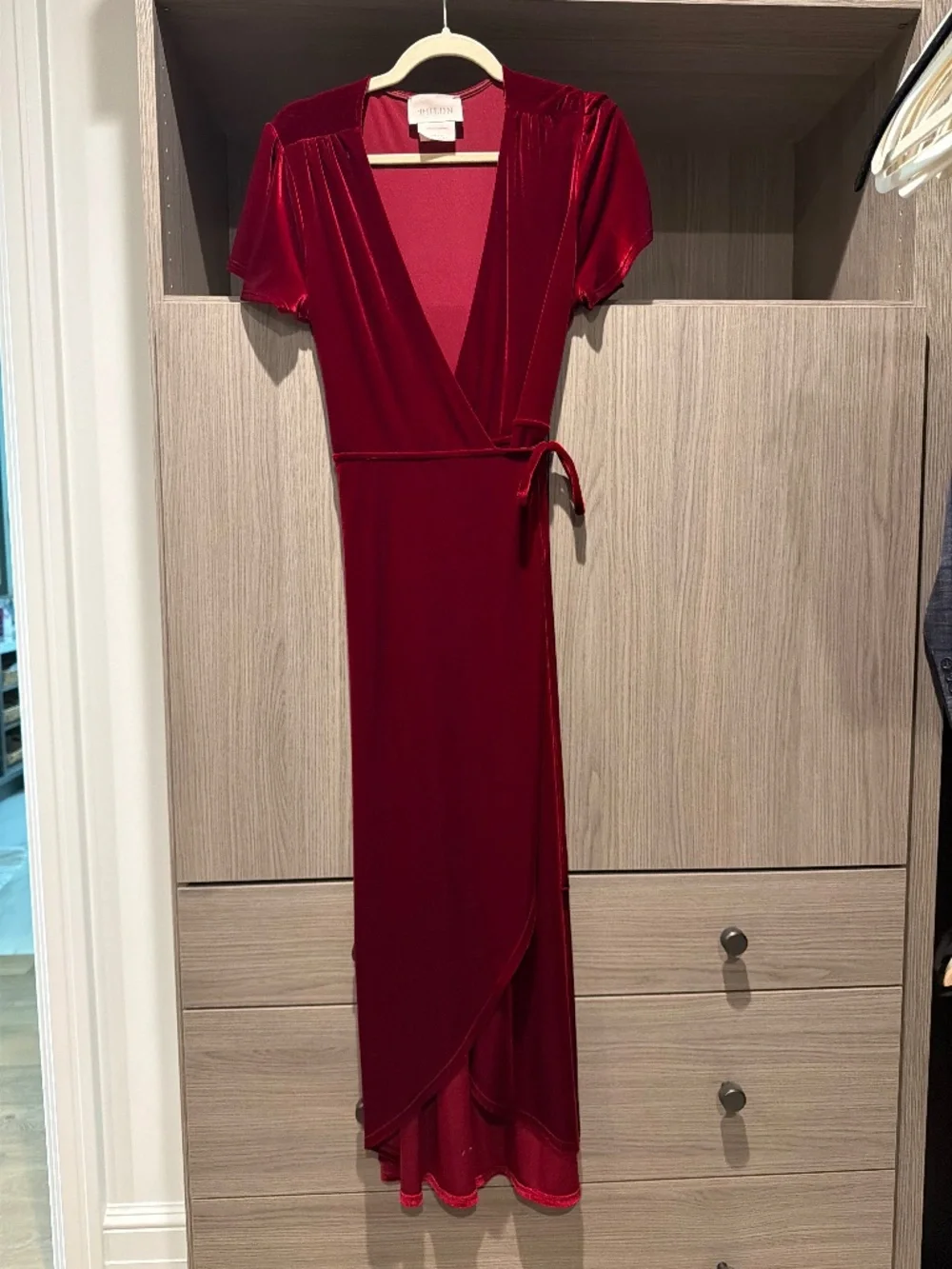 BHLDN Crimson Velvet Dress - Picture 1 of 2